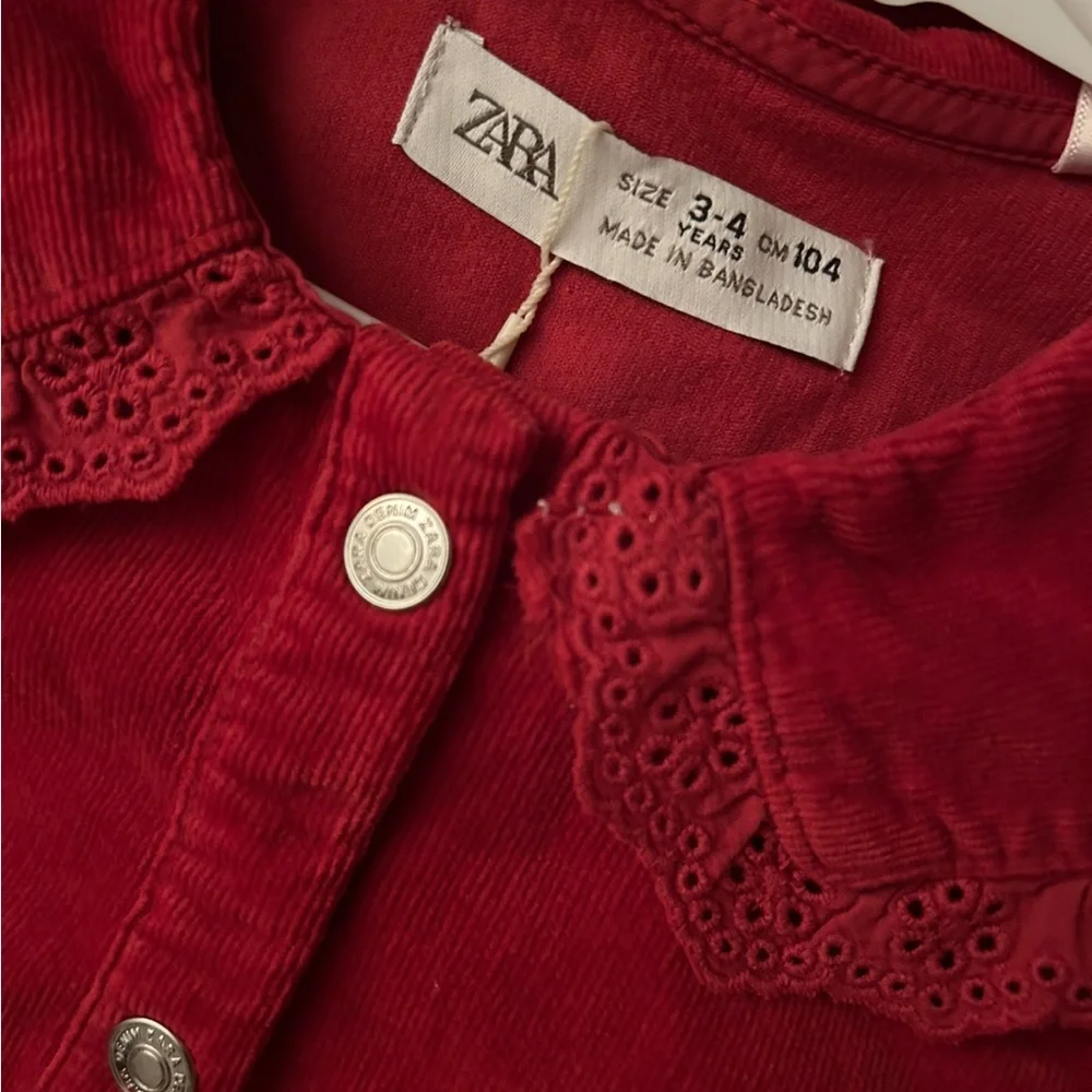 Zara red corduroy holiday Christmas dress 3/4y - Picture 6 of 6